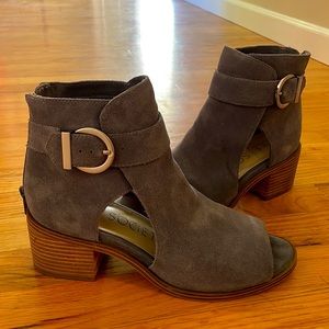 Blue gray suede sandals